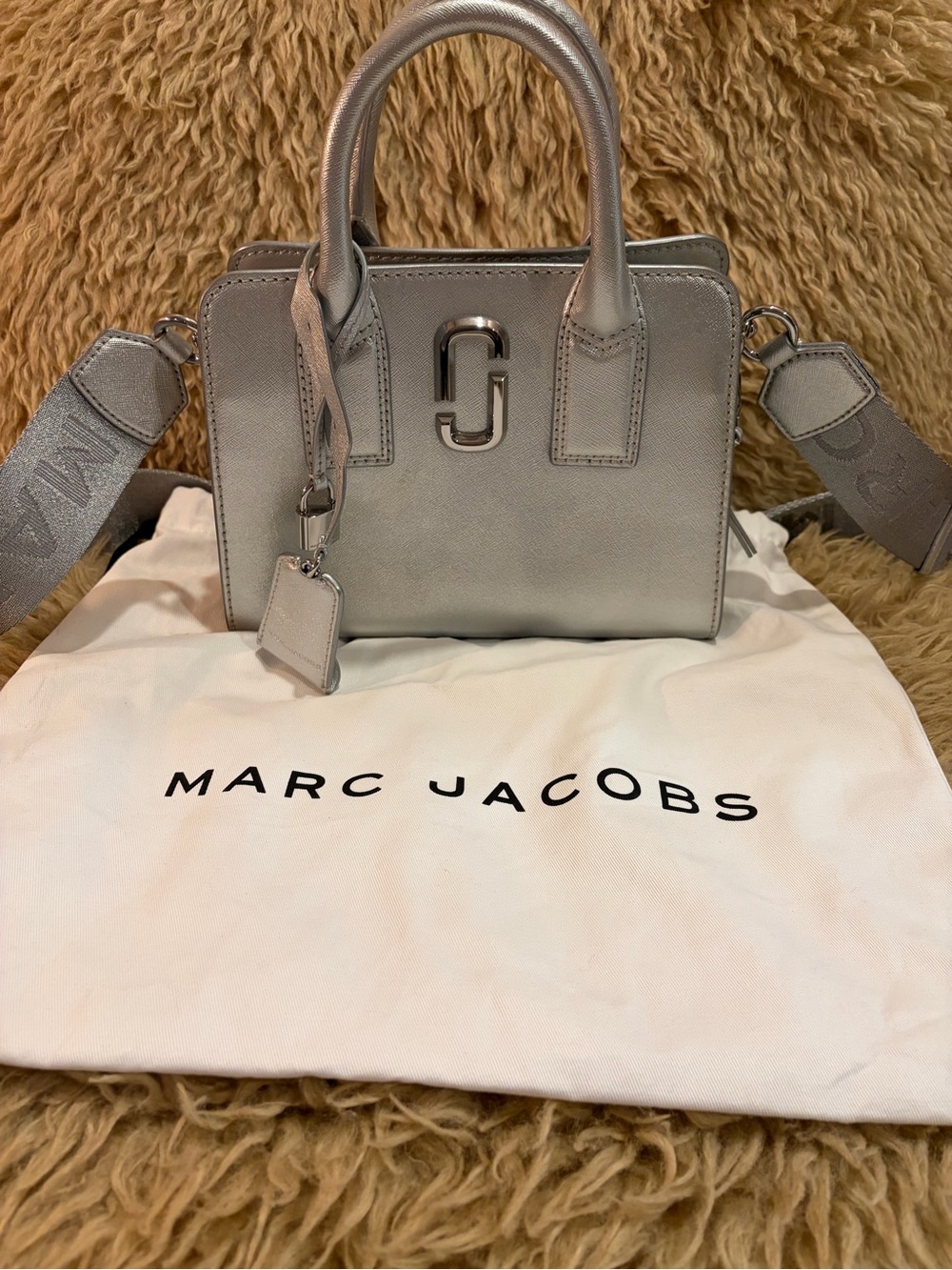Marc Jacobs Silver Big ShotLeather Top-Handle Crossbody Bag